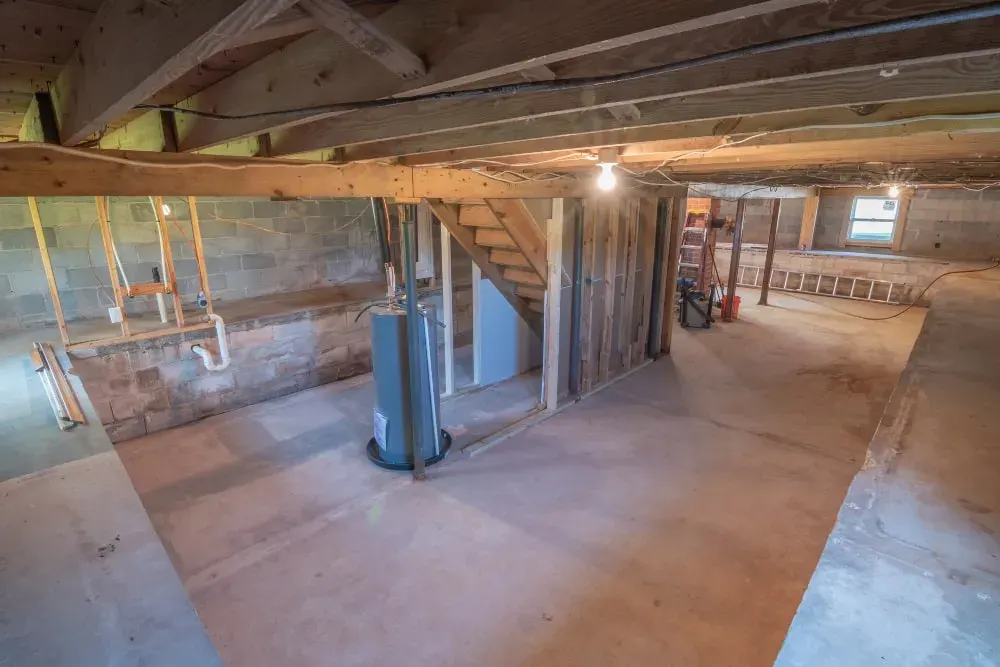 Australian basement showing water damage prevention measures including drainage and waterproofing