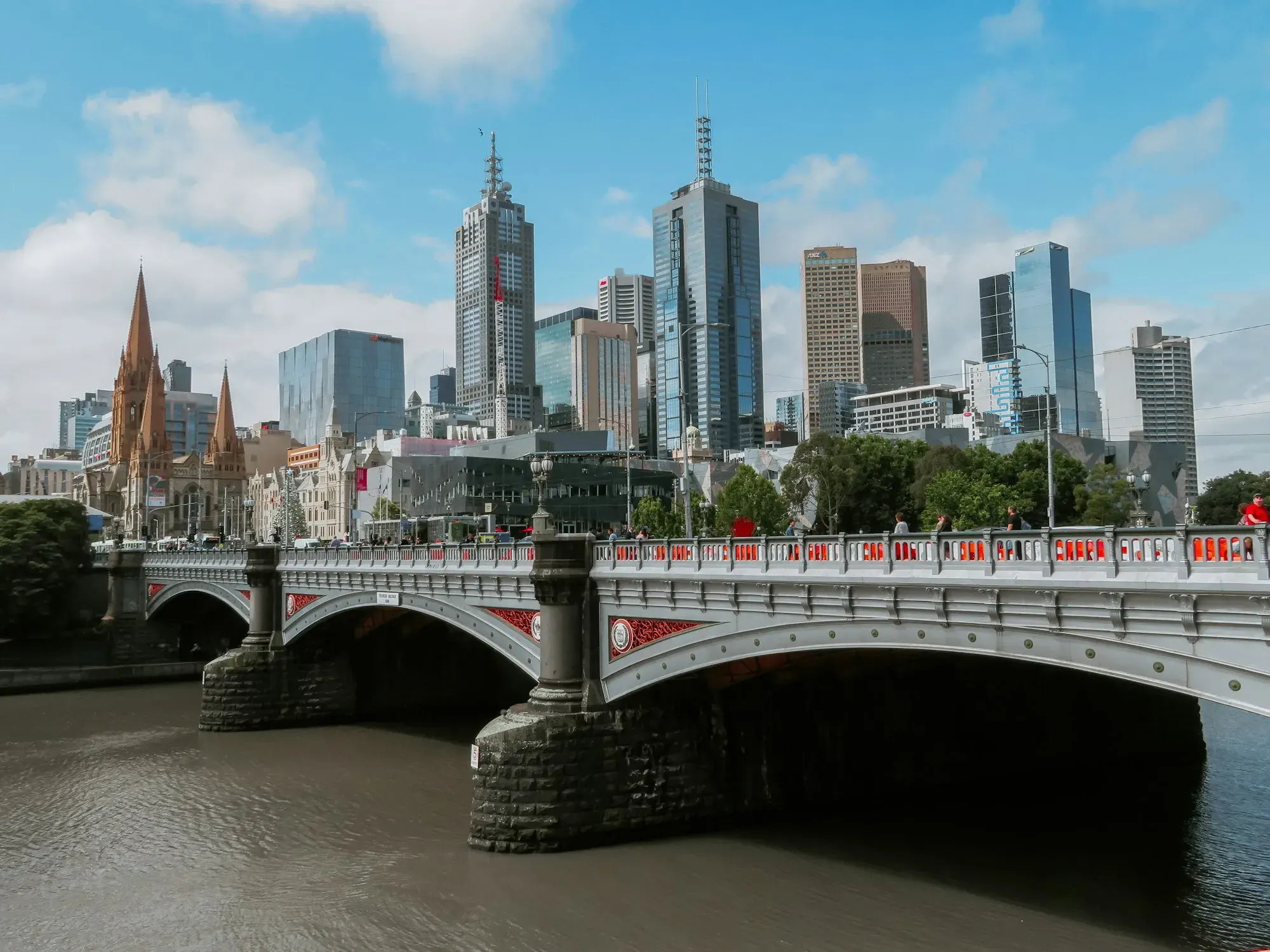 Melbourne CBD skyline with Princes Bridge over the Yarra River - building inspections across Victoria