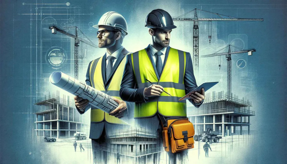 Building professional reviewing construction plans on an Australian building site