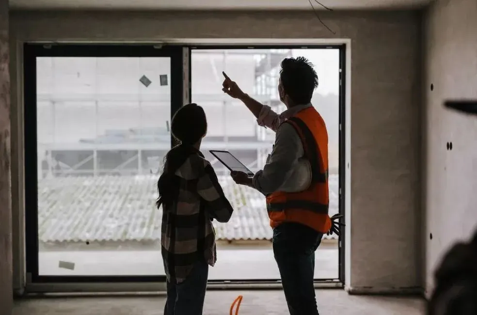 Interior building inspection comparing lock up and final stages