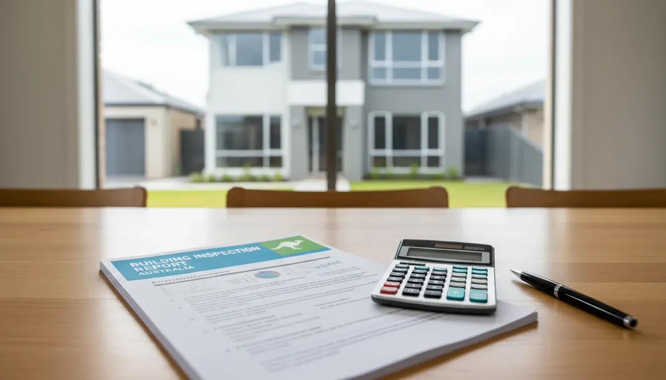 Home buyer reviewing building inspection report before price negotiation