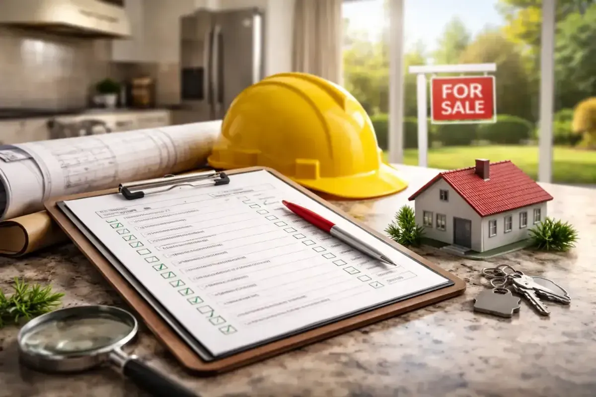 Australian home prepared for sale with pre-sale inspection report on kitchen bench
