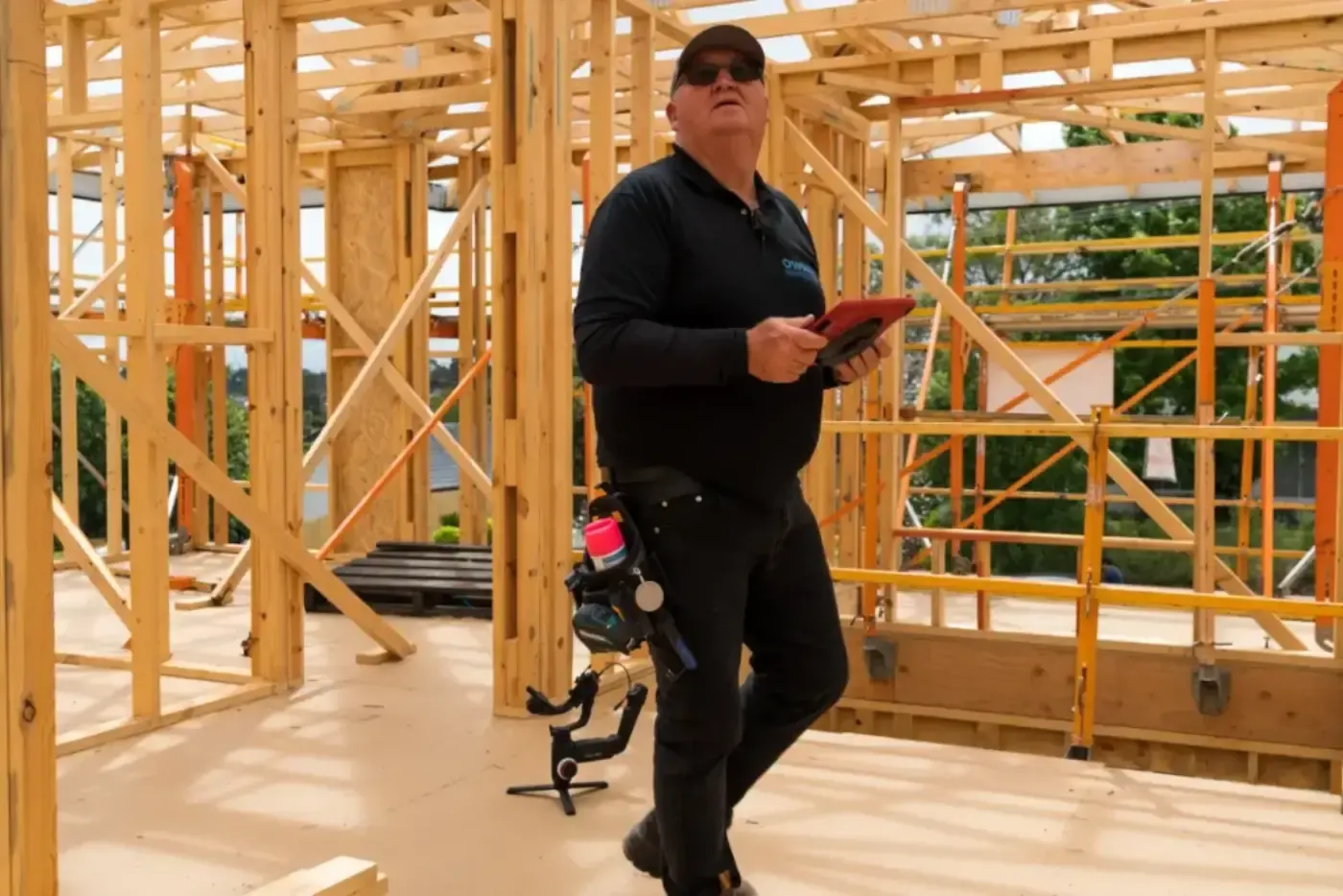 Building inspector assessing property structure for defects