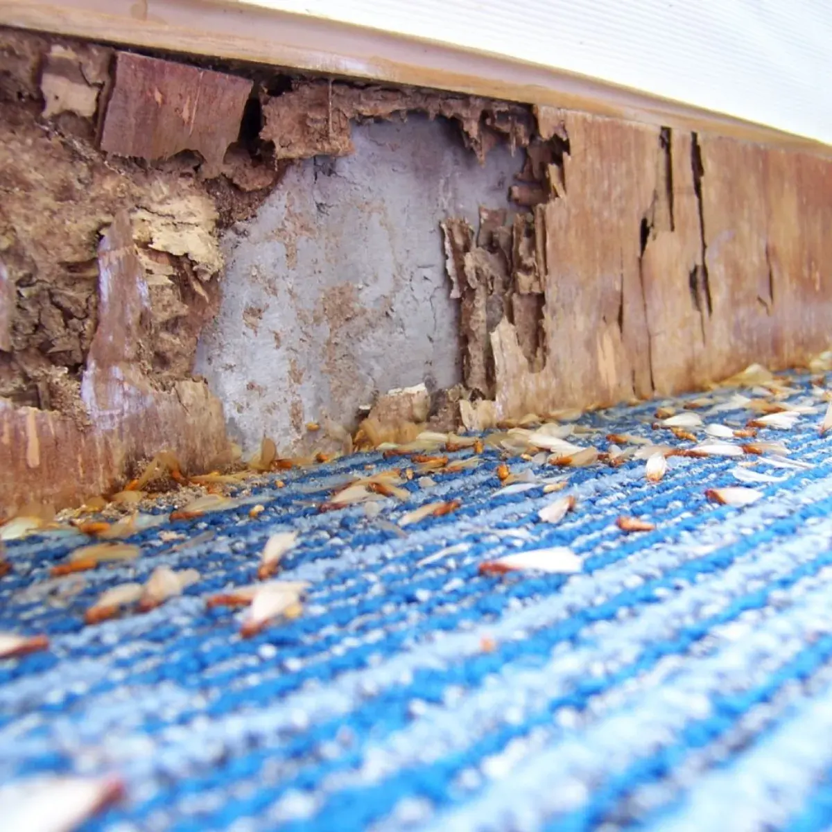 Close-up of timber pest damage found during a pest inspection on a Gold Coast home
