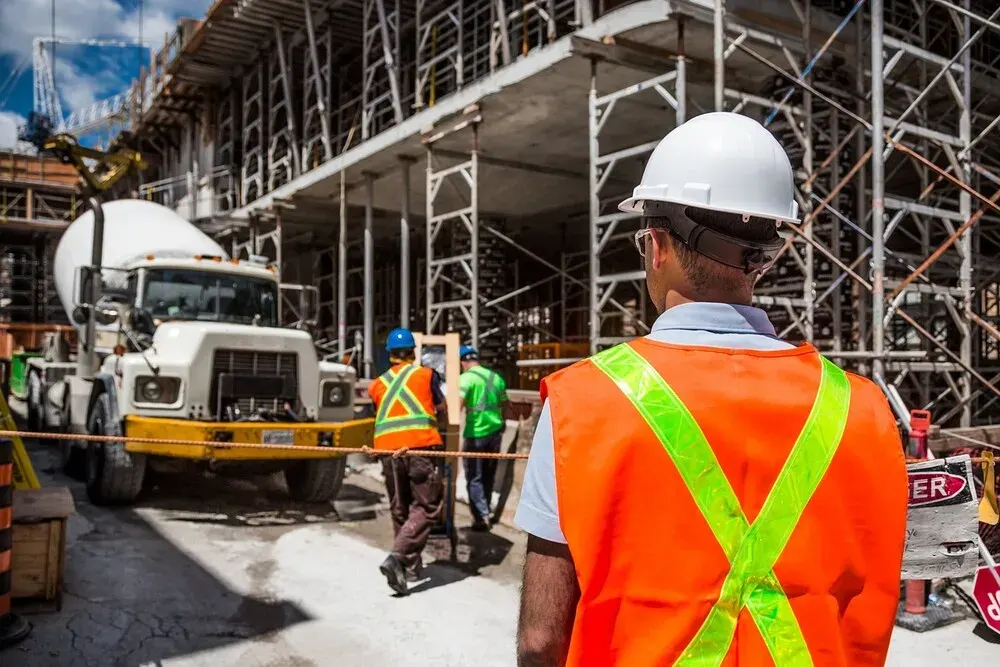 Construction site in Australia showing a residential home being built at the framing stage
