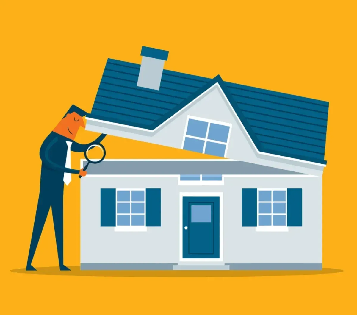 Illustration of a property being inspected with a magnifying scope before settlement in Australia