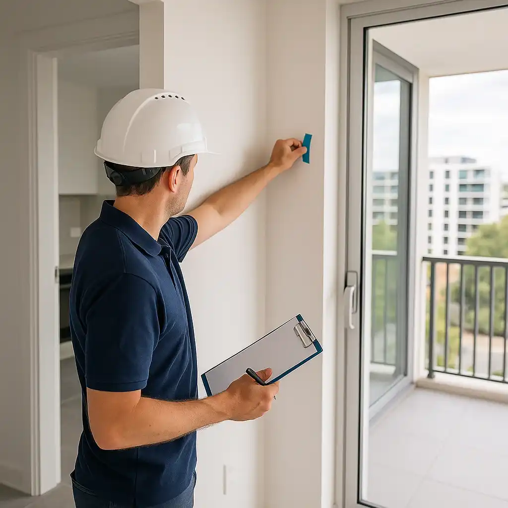 an inspector checking the apartment