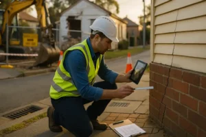 a man inspecting the house